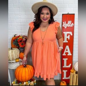 Coral Emilie Swiss dot dress